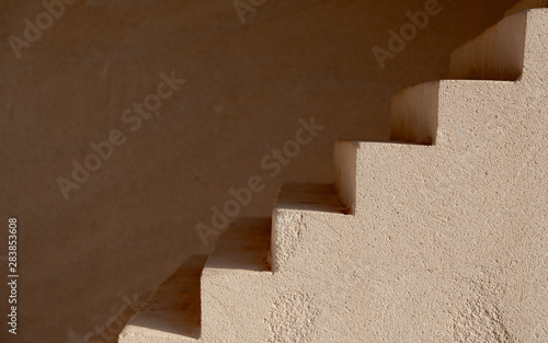 Empty concrete brown staircase