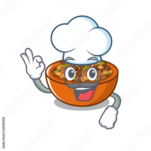 Chef kung pao chicken in a mascot