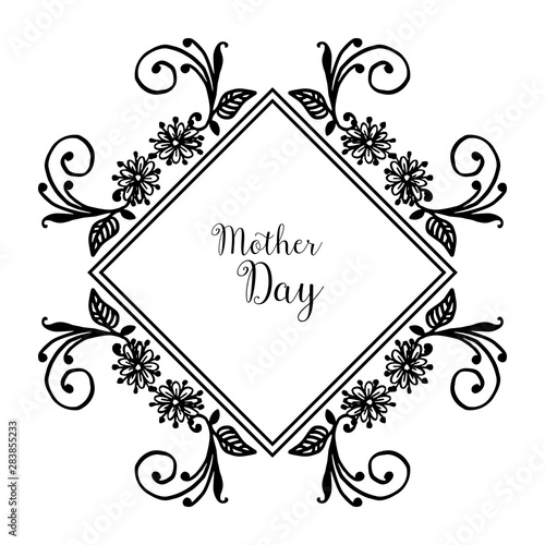 Shape of card mother day, style abstract wreath frame, isolated on a white. Vector