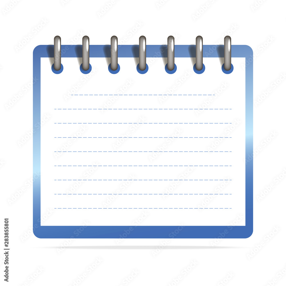 Blue notebook with metalic spiral and white list. Blue notebook with metalic spiral and white list.