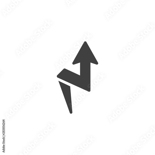 Curved arrow up vector icon. filled flat sign for mobile concept and web design. Angle arrow indicate glyph icon. Symbol, logo illustration. Vector graphics