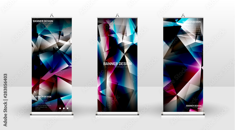 Vertical banner template design. can be used for brochures, covers, publications, etc. Concept of a triangular design background pattern with color green