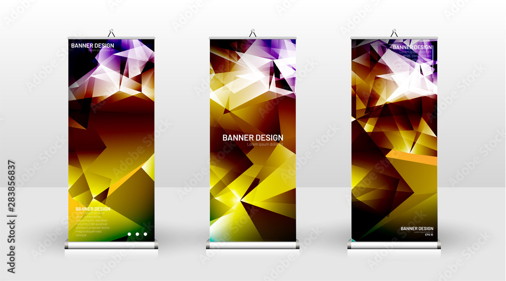 Fototapeta premium Vertical banner template design. can be used for brochures, covers, publications, etc. Concept of a triangular design background pattern with color green