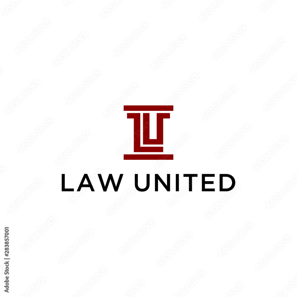 Illustration modern letter LU logo inspiration make a pillar law firm sign