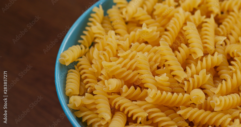 Heap of fusilli on plate