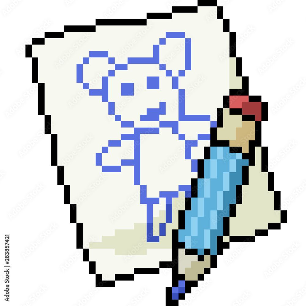 vector pixel art kid drawing vector pixel art kid drawing