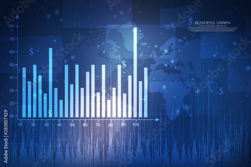 3d rendering Stock market online business concept. business Graph 