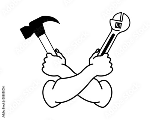 Handyman vector illustration in black and white
