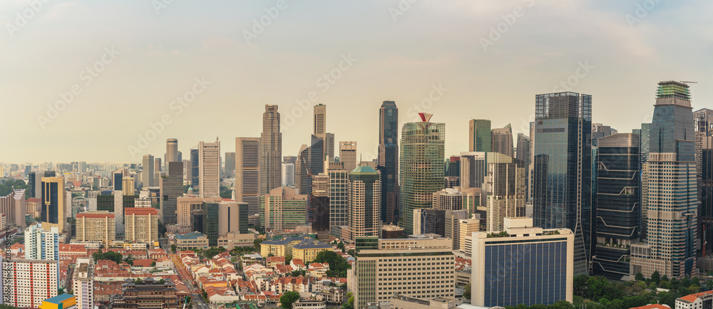 Singapore high angle view panorama city skyline at Singapore business district