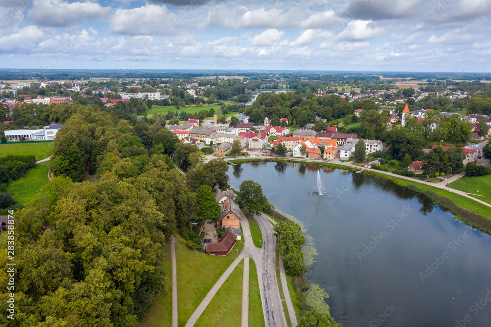Aerial view of Talsi city in western Latvia.