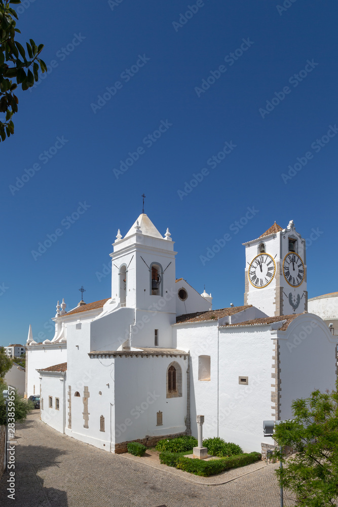 The church Igreja de Santa Maria do Castelo in the old town of Tavira, Algarve, Portugal.