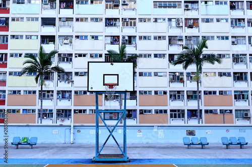 Canvas Print Old public populated housing estates in Hong Kong, China