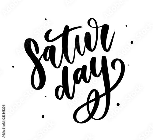 Saturday logo template vector lettering calligraphy text