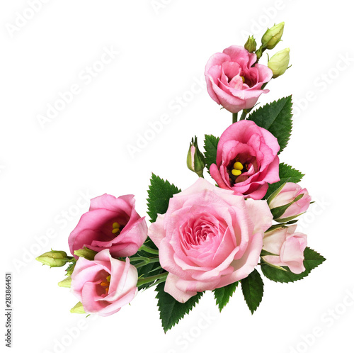 Pink roses and eustoma flow...