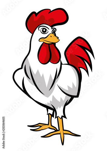 Cartoon Chicken character mascot standing straight - vector mascot © charactoon