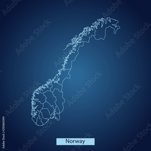 Canvas Print map of Norway