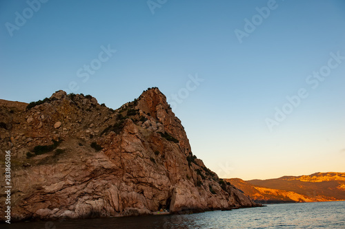 sea and rocky coast in the evening. Black Sea.