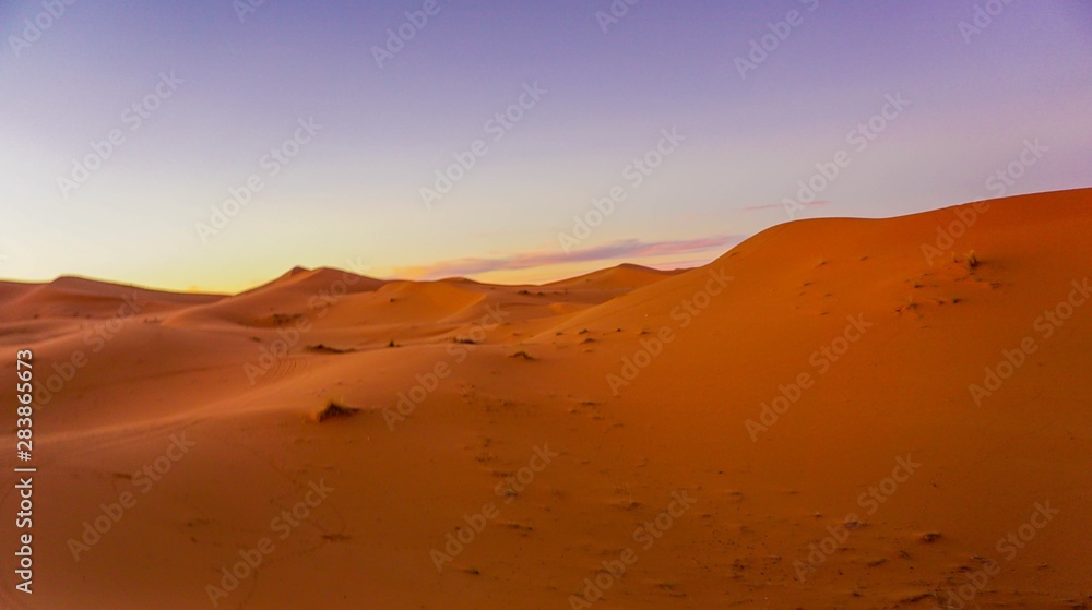 sunset in the Sahara desert