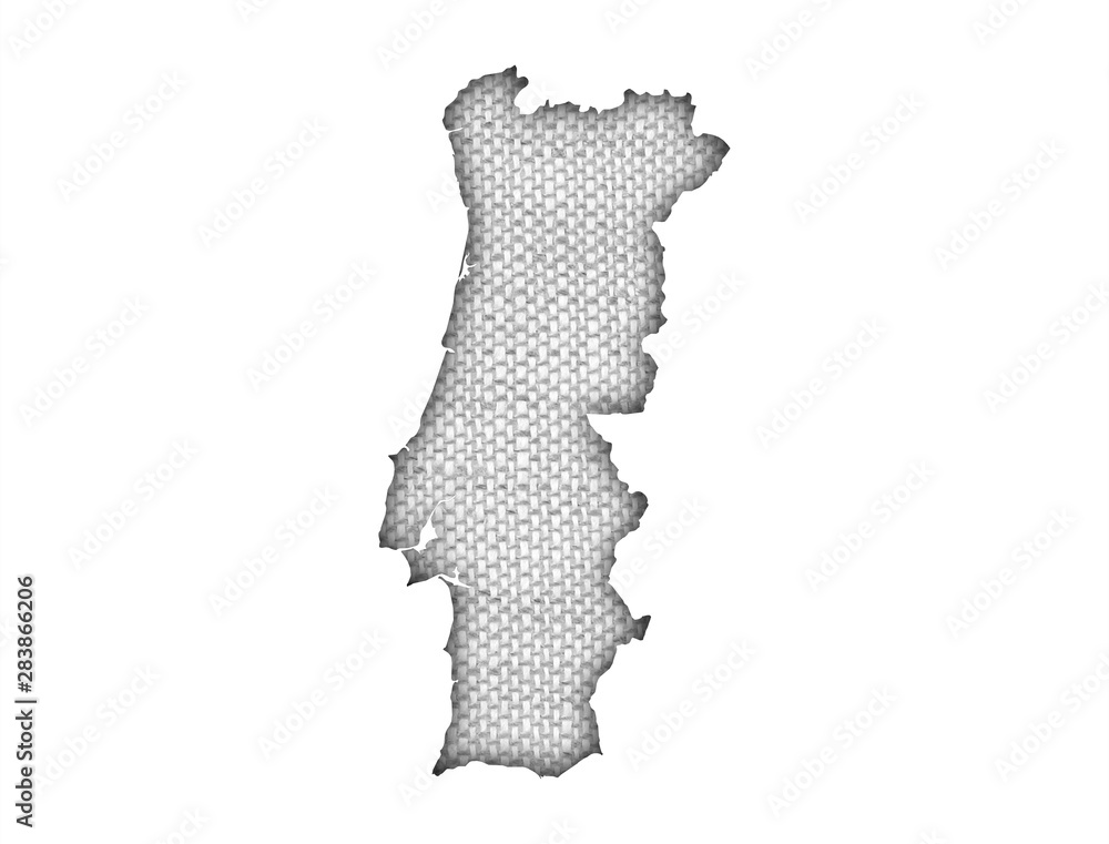 Karte von Portugal auf altem Leinen