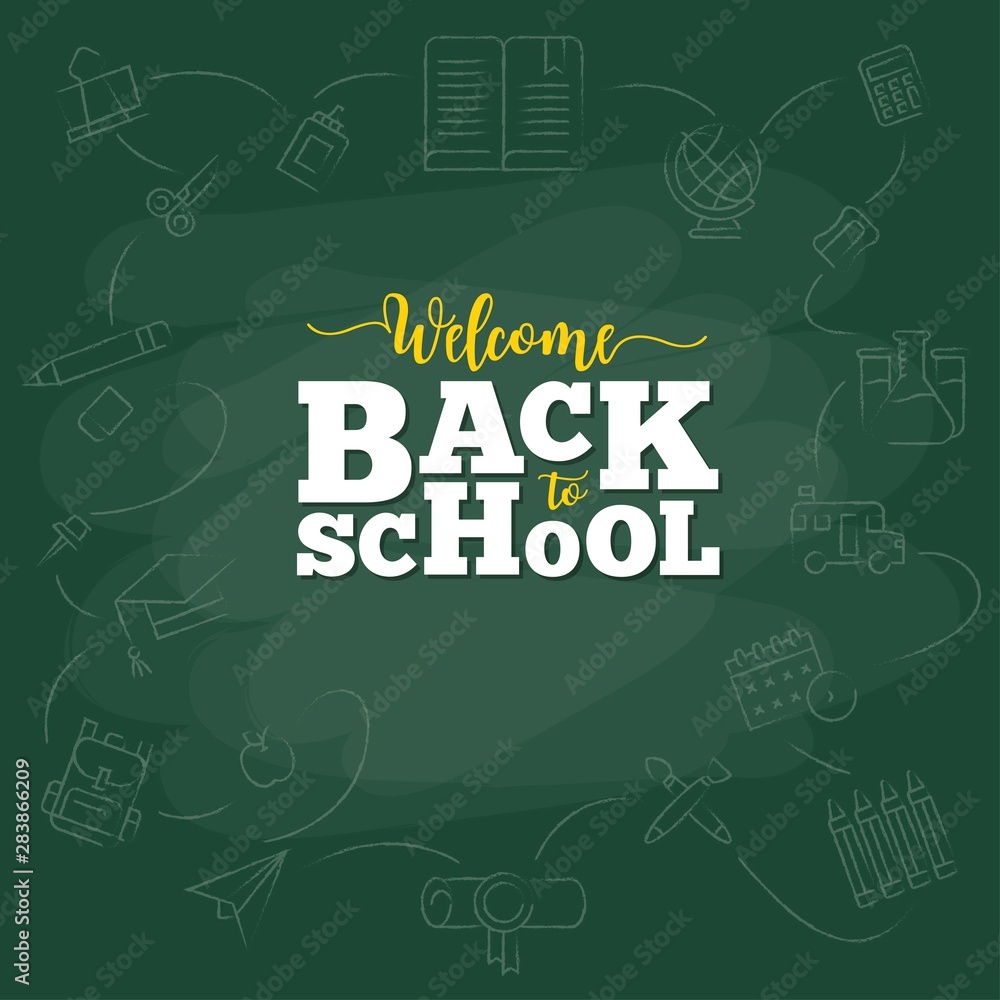 Obraz premium Back to school poster template vector illustration