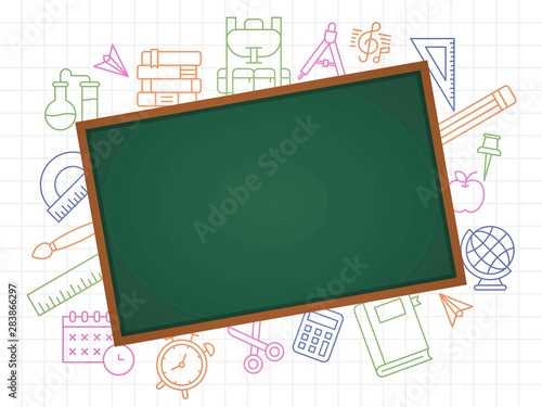 Back to school poster template vector illustration