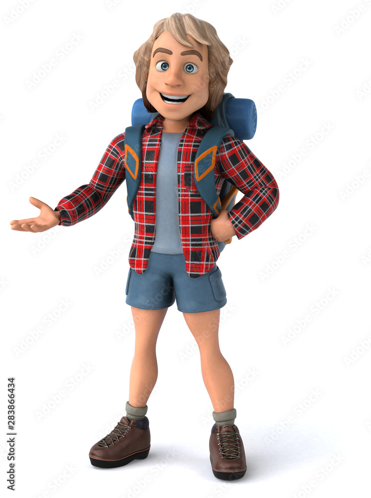 Man solo traveling backpacker - 3D Illustration Man solo traveling backpacker - 3D Illustration