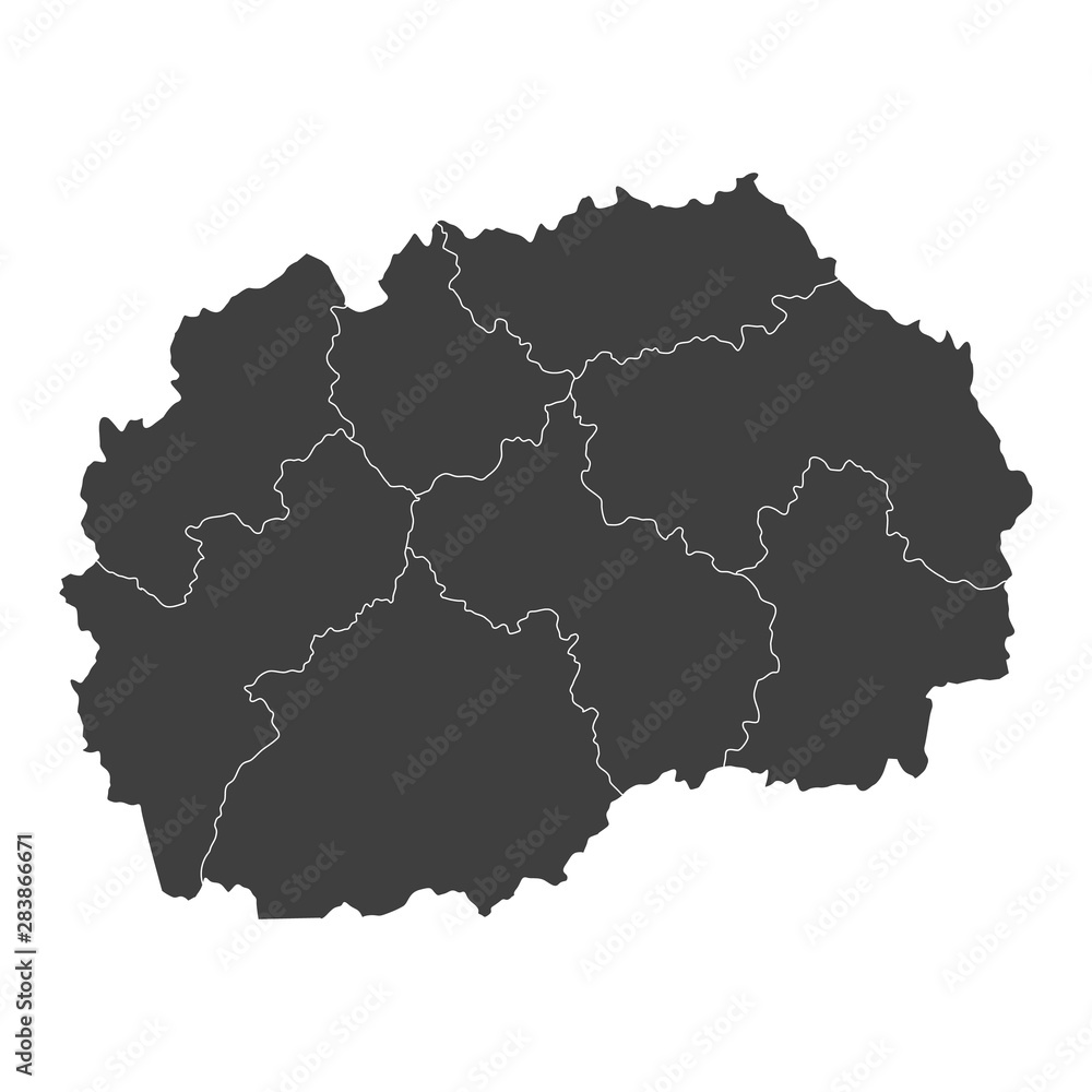 Obraz premium vector map of north macedonia with borders of regions