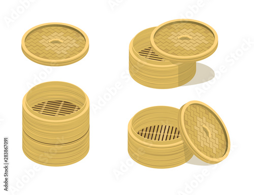 Dim Sum Plate 3d Vector Wood Illustration-01