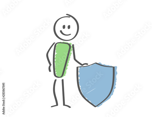 Mann mit Schild - Schutz
