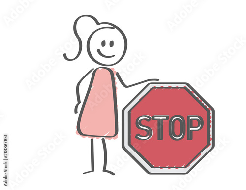 Frau mit Stop Schild