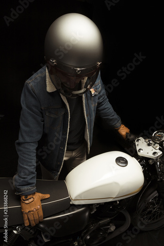 Photo Man on cafe racer style motorbike