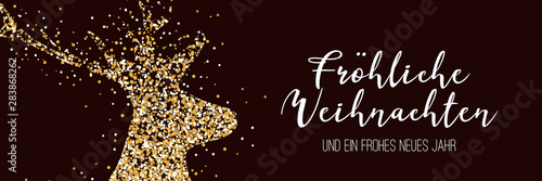 Weihnachtsbanner - Glitzer in Rentierkopfform mit Typographie