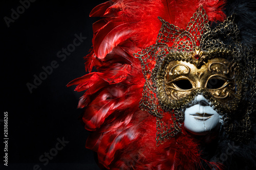 Fototapeta Naklejka Na Ścianę i Meble -  Italian carnival venetian mask. Mysterious event, party