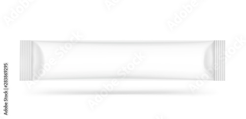 Realistic stick pack for products of the food and cosmetic industry on white background. Possibility use for granulated, powder products. Coffee, 3 in 1, sugar, Vector illustration. EPS10.