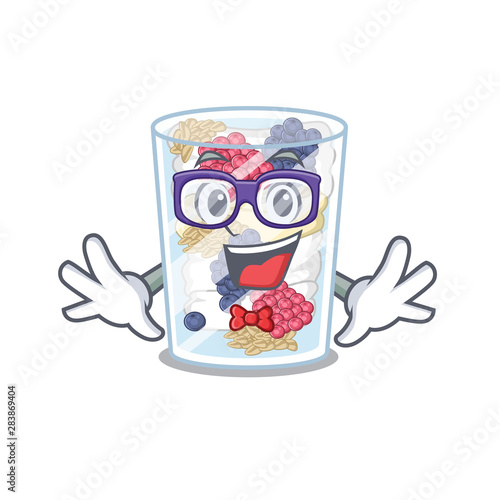 Geek cartoon parfait in the a fridge