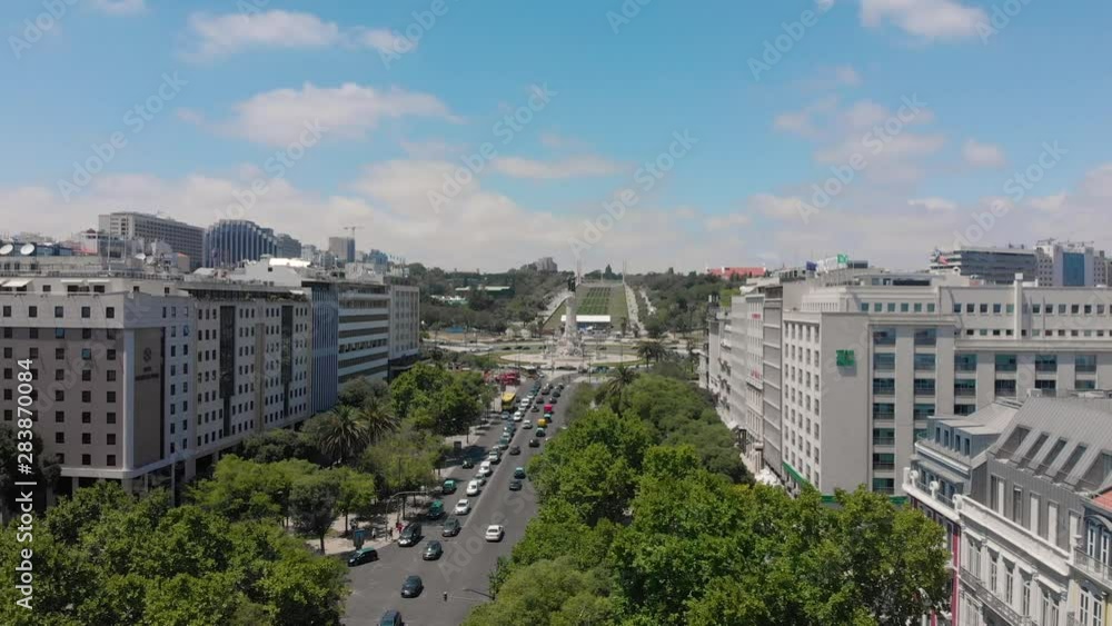 Awesome Aerial Hyperlapse at Avenida da Liberdade in Lisbon. Tracking from right to left. Awesome Aerial Hyperlapse at Avenida da Liberdade in Lisbon. Tracking from right to left.