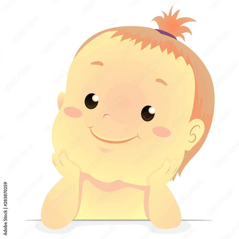 Vector Illustration of a cute baby hands on chin Vector Illustration of a cute baby hands on chin