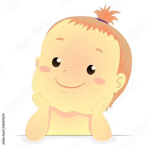 Vector Illustration of a cute baby hands on chin