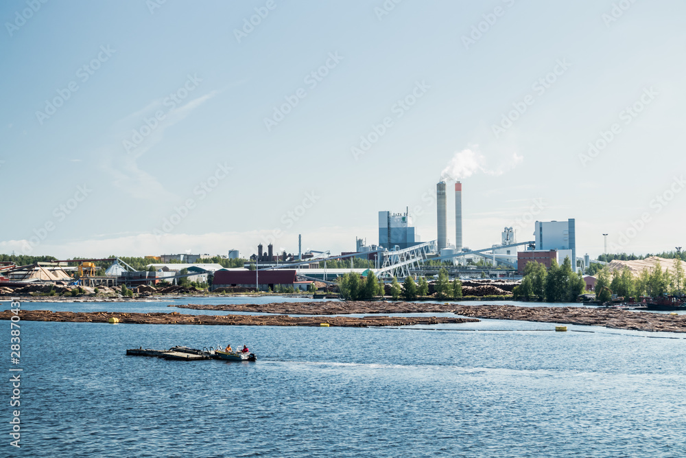 Naklejka premium Lappeenranta, Finland - August 7, 2019: Upm factory in Lappeenranta, Finland