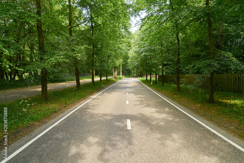 Gerade zweispurige leere Landstraße