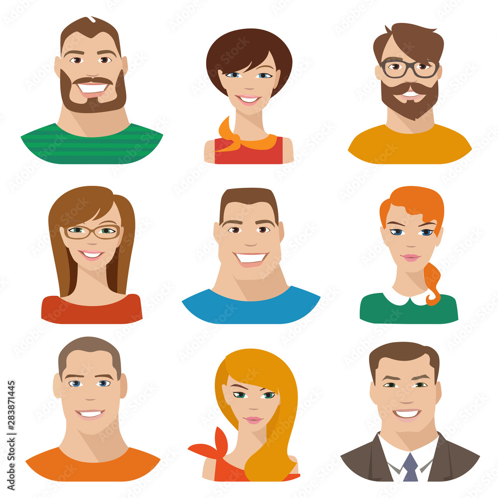Vector male and female characters in flat style Vector male and female characters in flat style