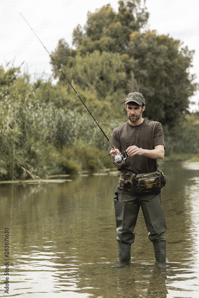 Man fishing at the river Man fishing at the river