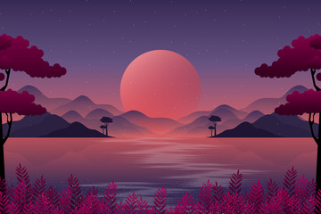 Leinwandbilder Aubergine Landscape mountain with sky and sea  © jakk_wong