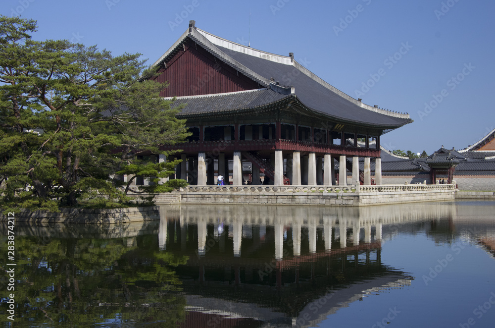 korean old pavilion in palace. it's national treasure.