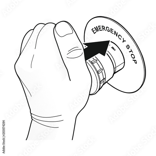 Not-Aus  mit Beschriftung [schwarz-weiß]