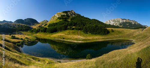 Panoramic photo of Orlovacko lake, Zelengora mountain, Dinaric Alps, Bosnia and Herzegovina 