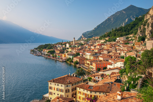 Scenic view on Lake Garda  in Limone sul Garda town, famous tourist destination in Italy © Rastislav Sedlak SK