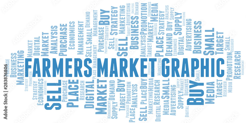 Farmers Market Graphic word cloud. Vector made with text only. Farmers Market Graphic word cloud. Vector made with text only.