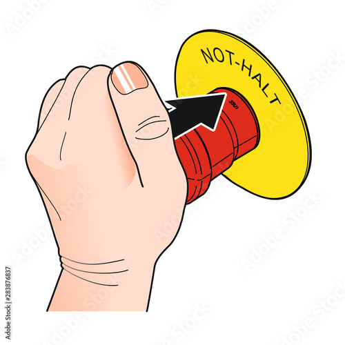 Not-Aus  mit Beschriftung [coloriert]