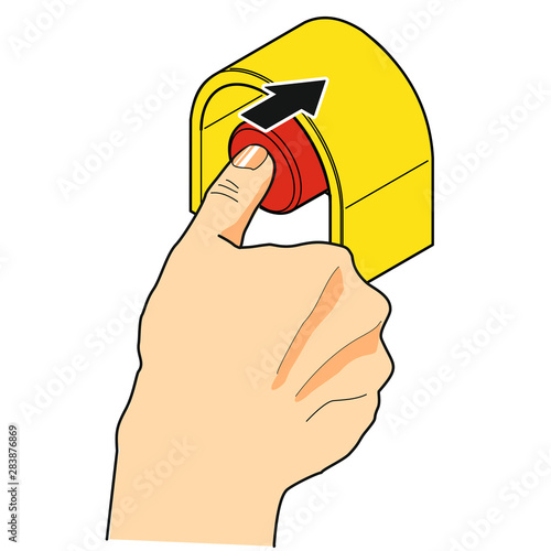 Not-Aus  mit Handschutz [coloriert]